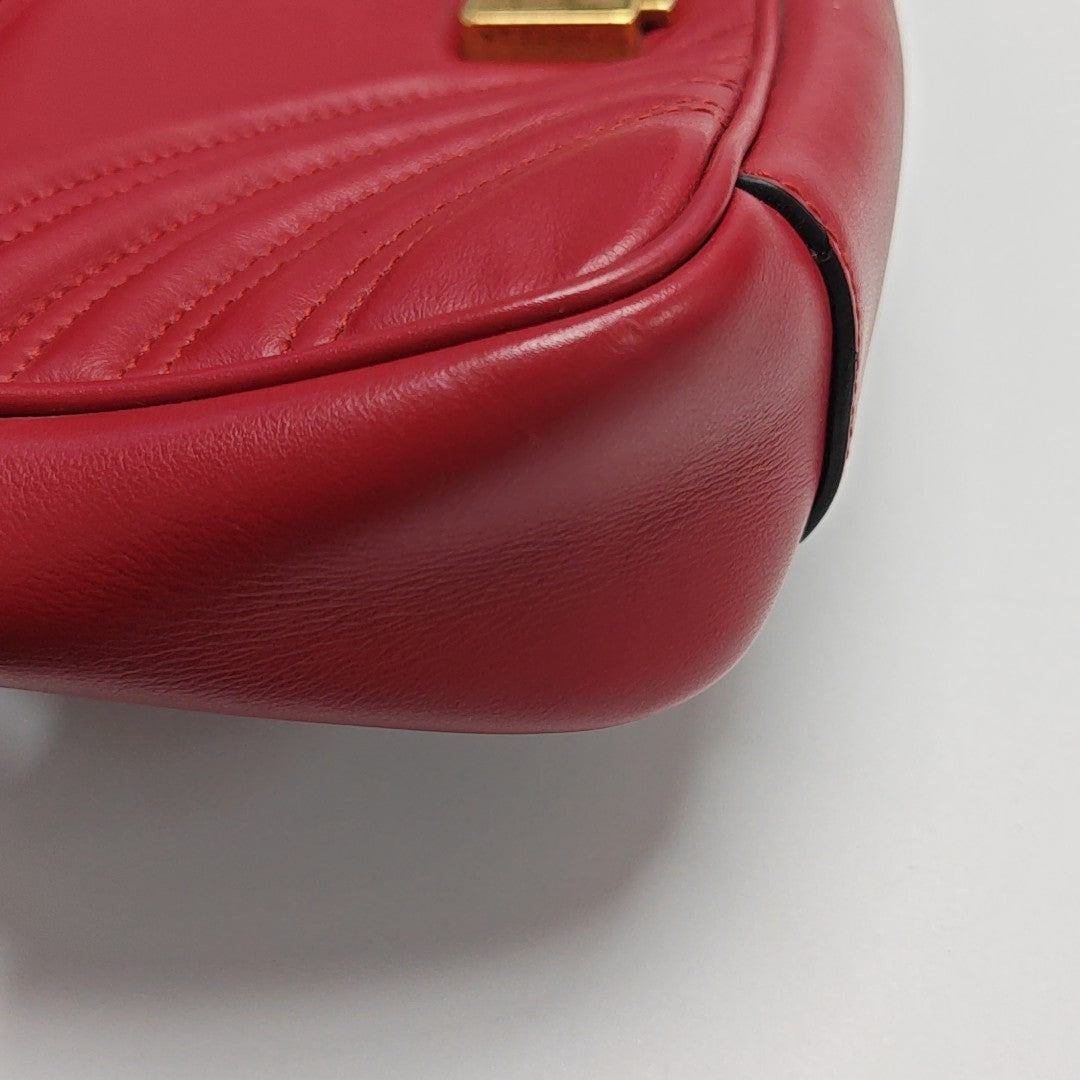 GG Marmont Small Quilted Calfskin Red