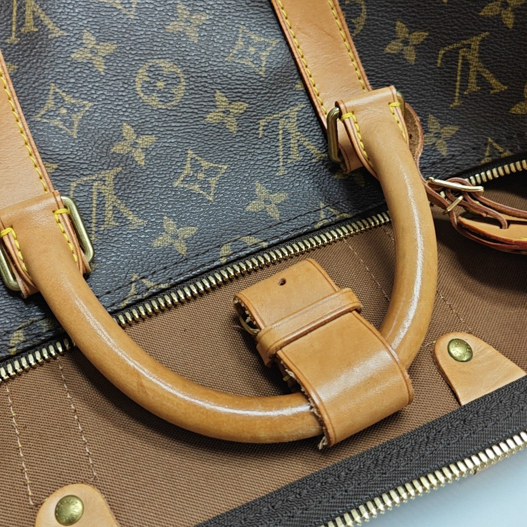 KEEPALL 50 Monogram Coated Canvas Brown