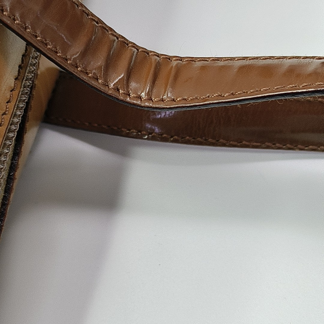 Patent Leather Top Handle Bag Brown