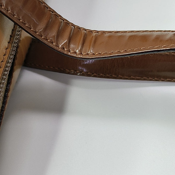 Patent Leather Top Handle Bag Brown