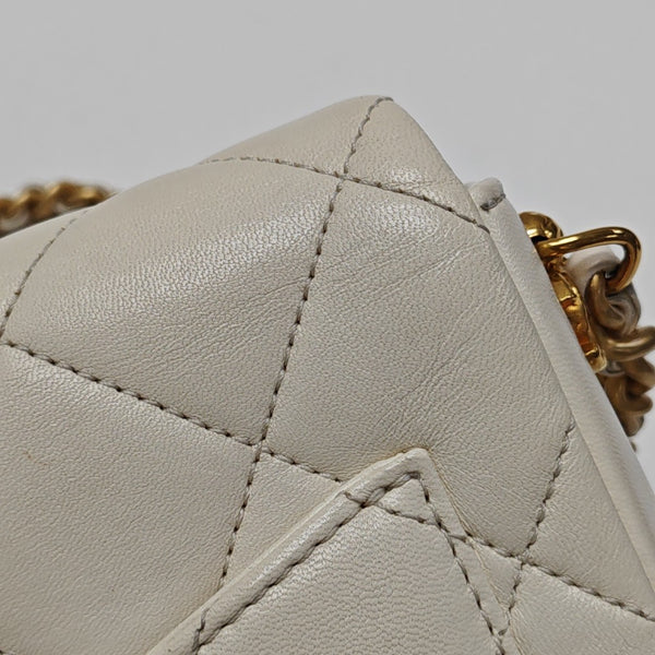 Quilted Calfskin Shoulder Bag White