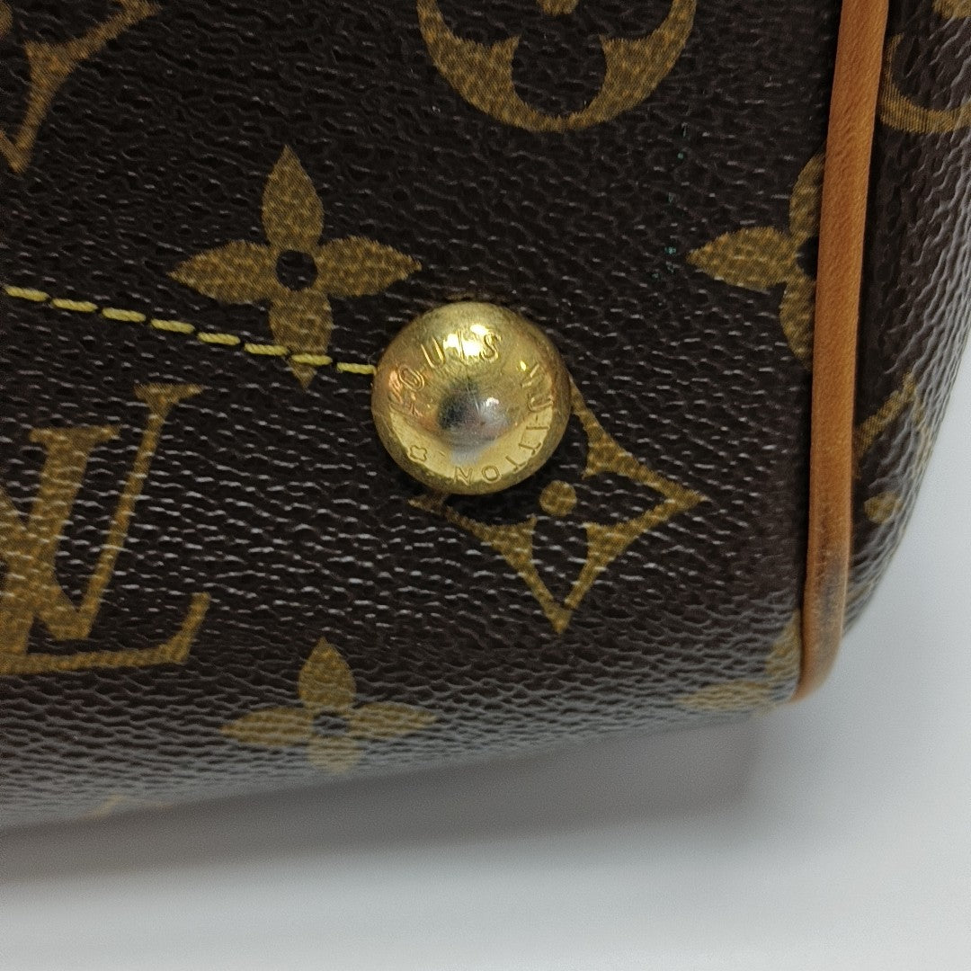 Monogram Coated Canvas Top Handle Bag Brown
