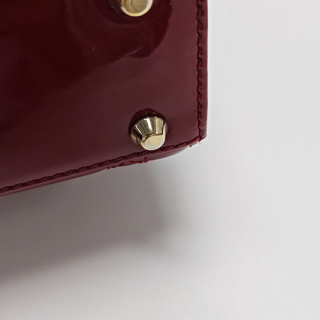 Lady Dior Mini Piel Charol Acolchada Roja
