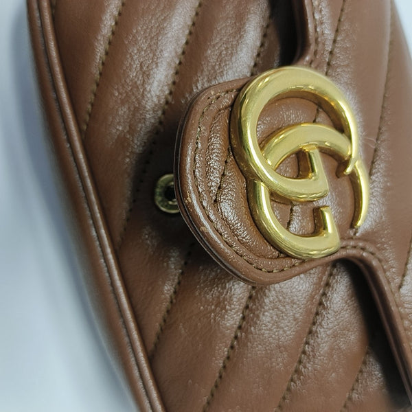 GG Marmont Mini Quilted Calfskin Brown