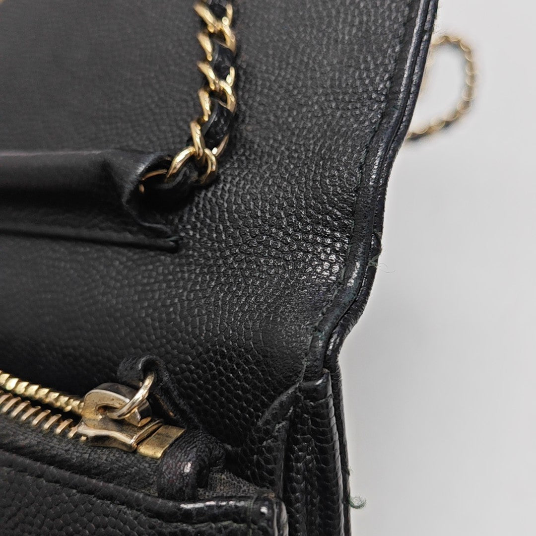 DOUBLE CC WOC Quilted Grained Calfskin Black
