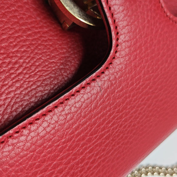 Interlocking G Small Calfskin Red