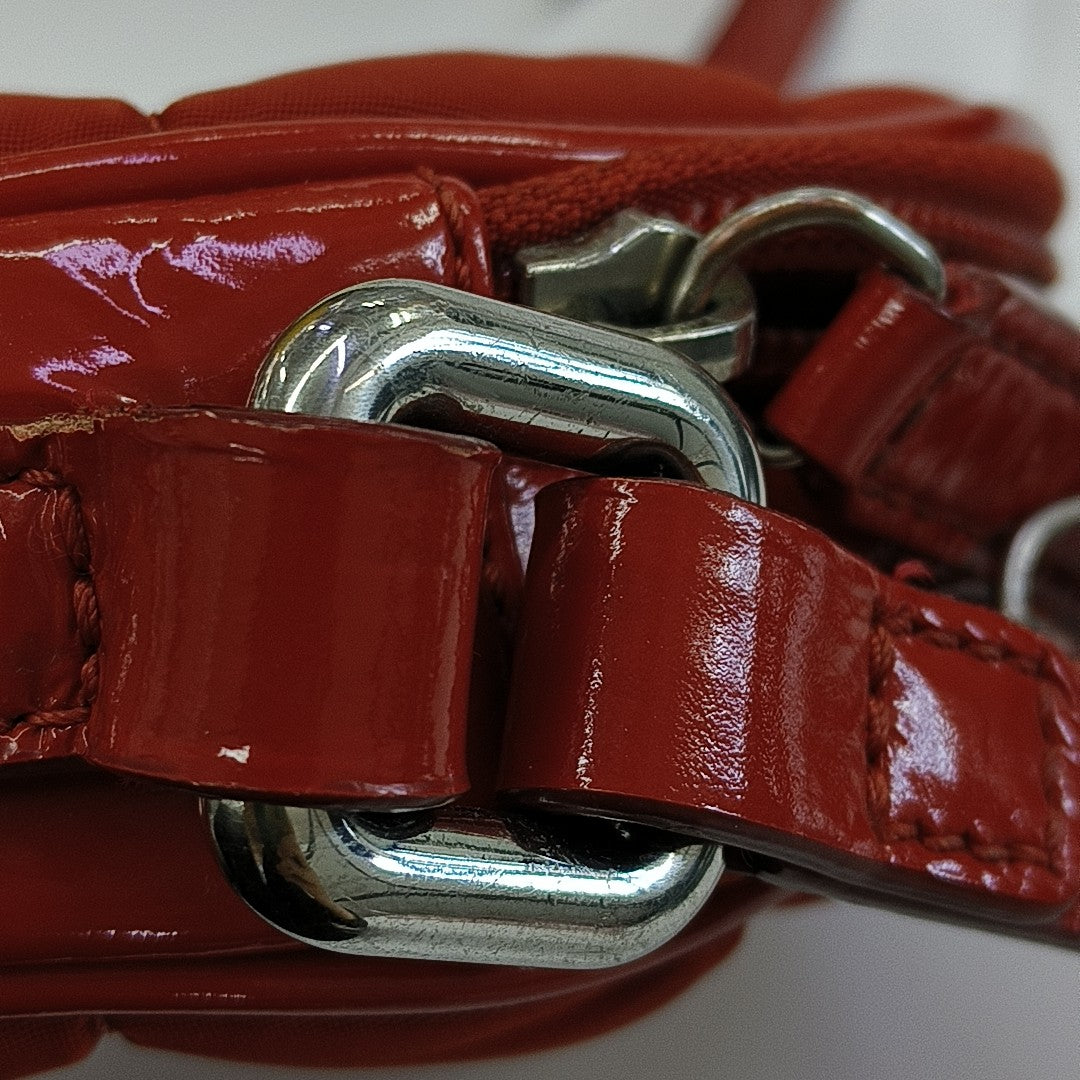 Quilted Nylon Shoulder Bag Red