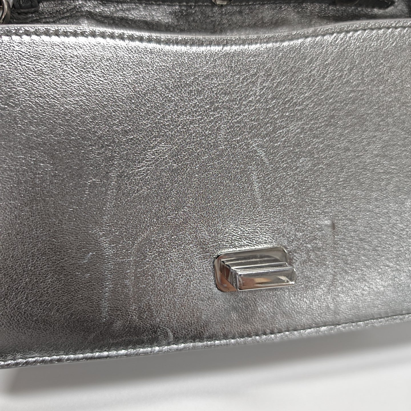 Quilted Lambskin Shoulder Bag Silver