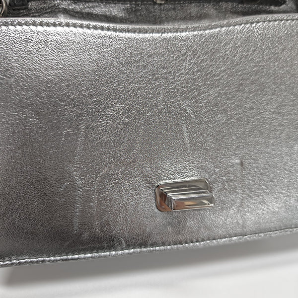 Quilted Lambskin Shoulder Bag Silver