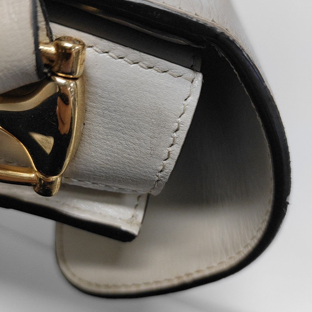 Authenticated pre-owned  Horsebit 1955 Small Calfskin White - Shoulder Bag at Looply