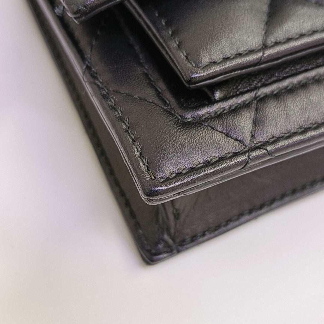 Sharp Quilted Calfskin Black