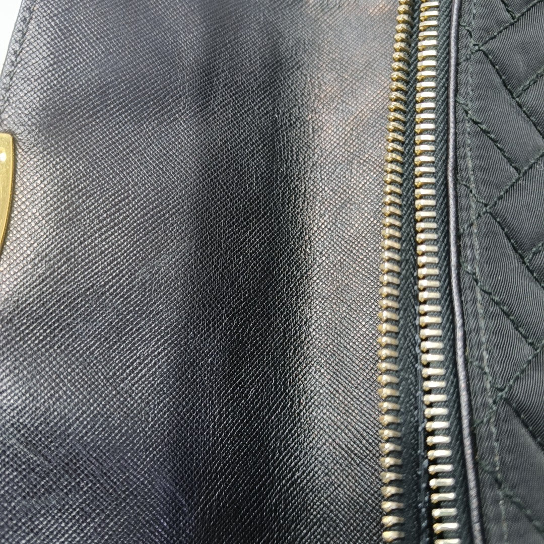 Quilted Nylon Shoulder Bag Black