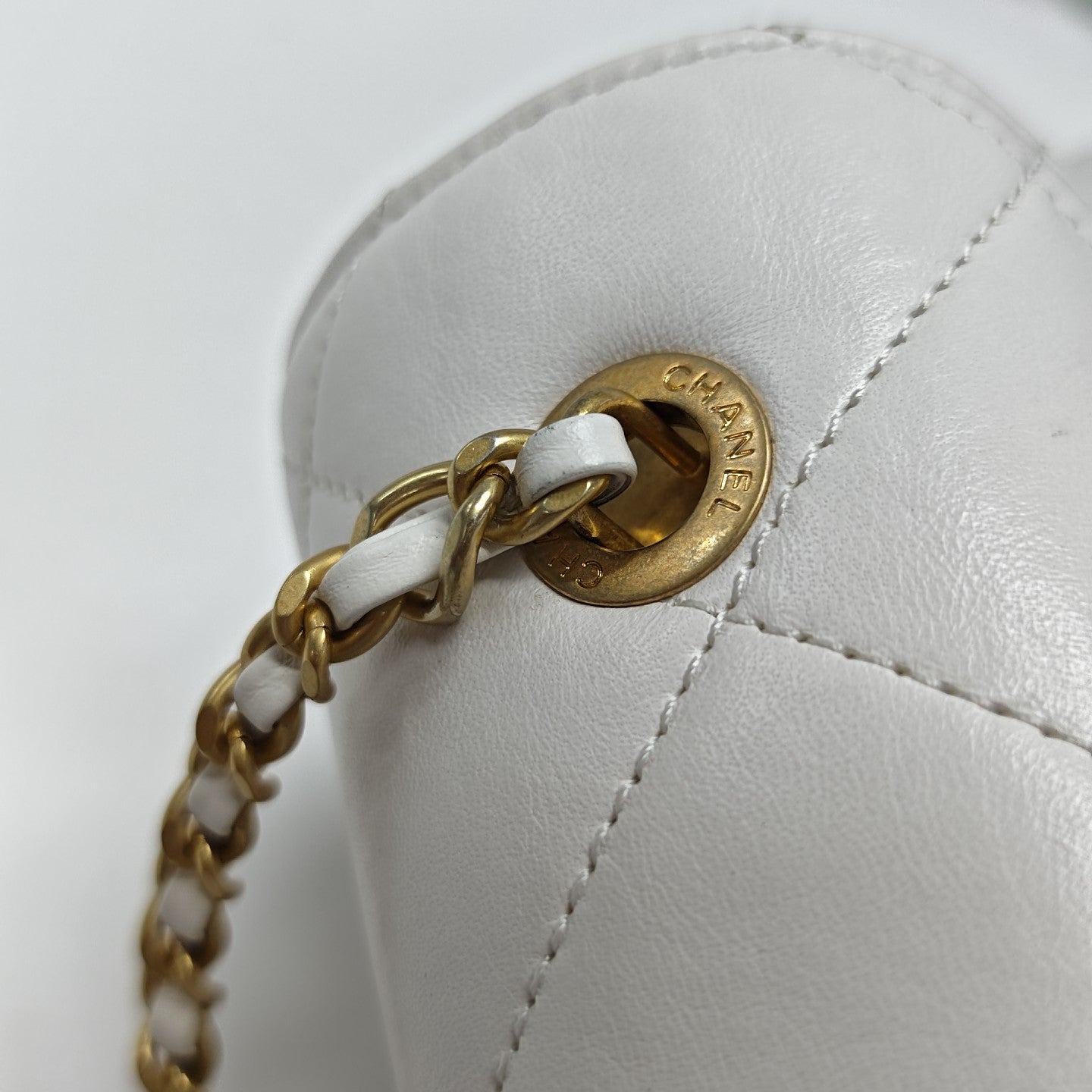 Quilted Lambskin Backpack White