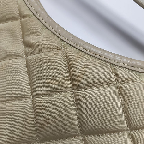 Quilted Nylon Shoulder Bag Beige