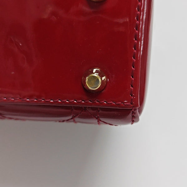 Lady Dior Mini Cannage Patent Leather Red