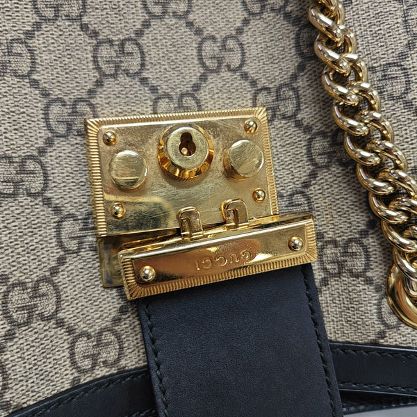 Padlock Small Monogram Coated Canvas Beige