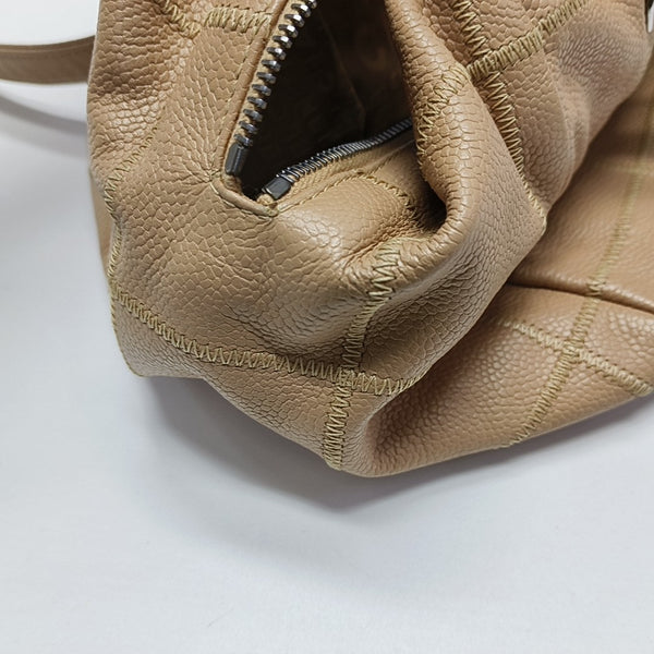 SQUARE STITCH Quilted Grained Calfskin Beige
