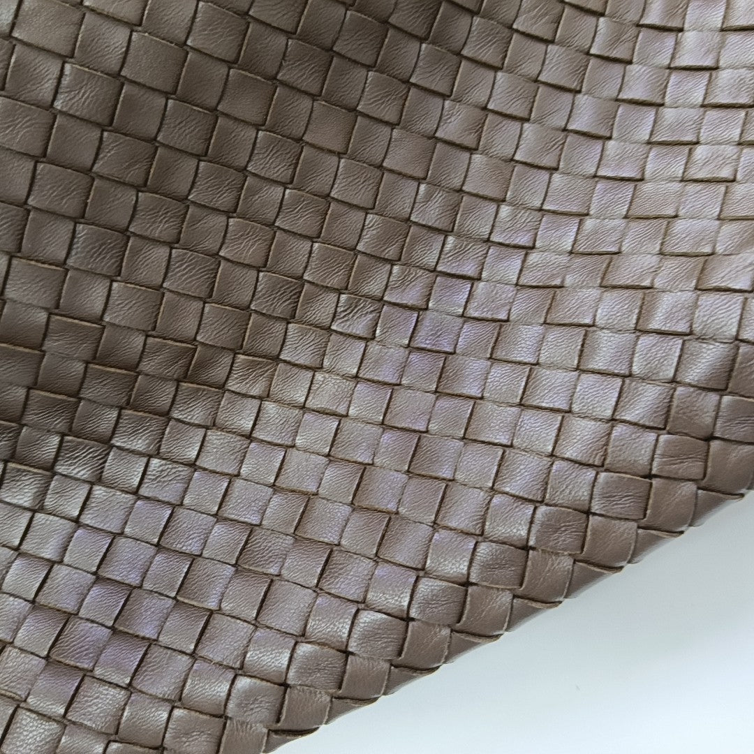 Lambskin Top Handle Bag Brown