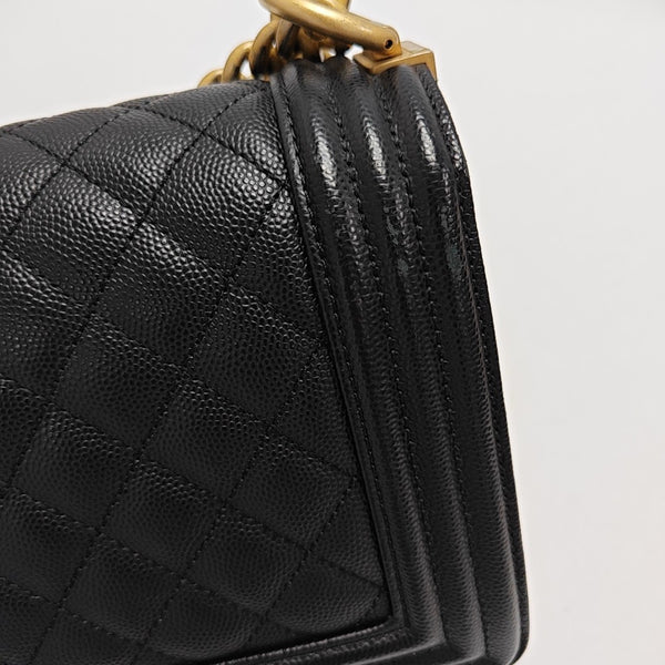 BOY CHANEL Medium Quilted Grained Calfskin Black