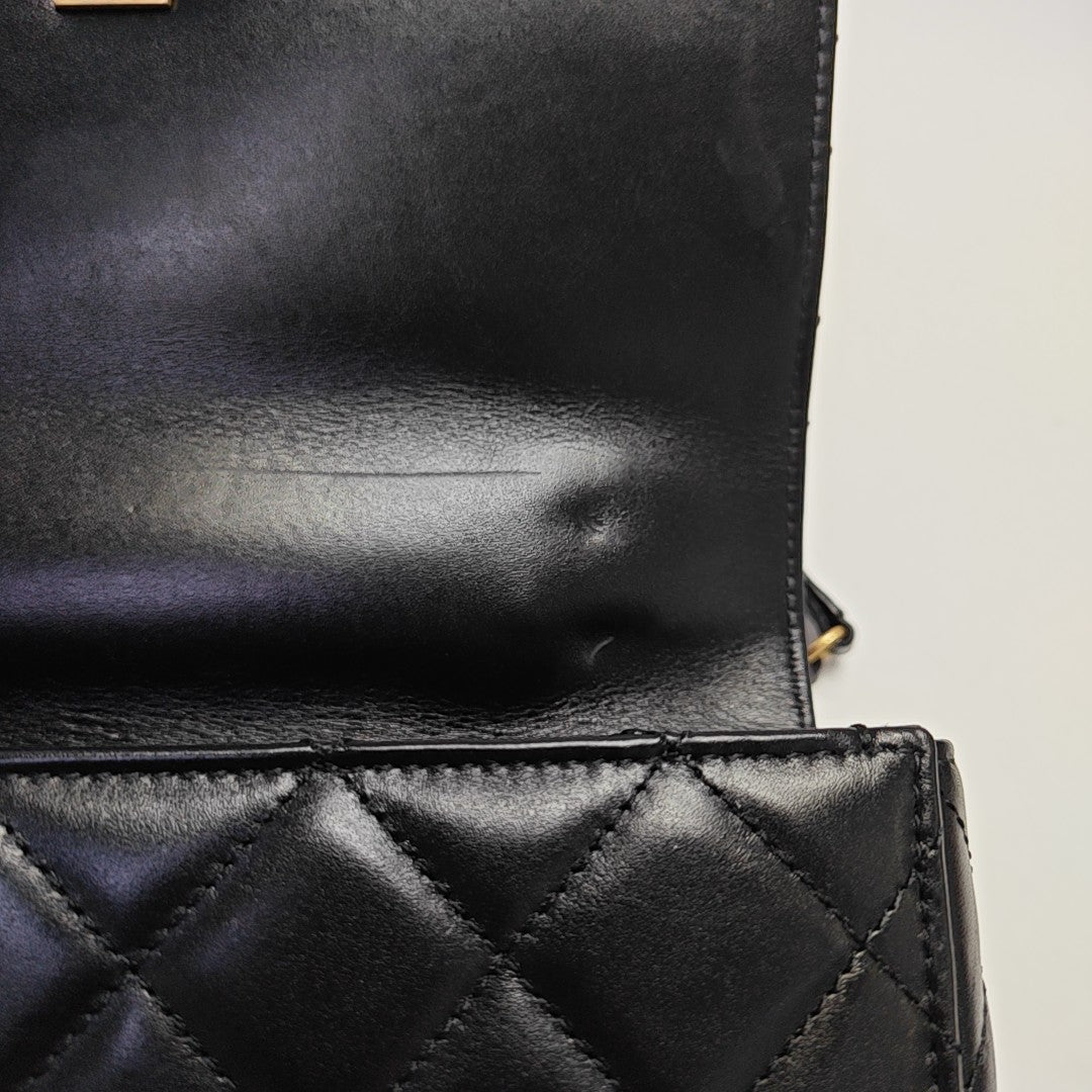 Quilted Calfskin Shoulder Bag Small Black