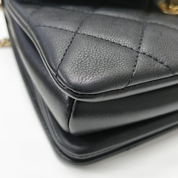Quilted Calfskin Shoulder Bag Black
