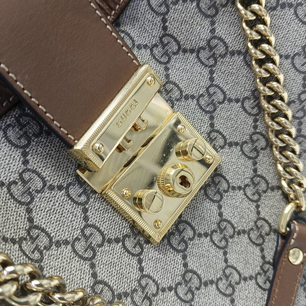 Padlock Medium Monogram Coated Canvas Beige