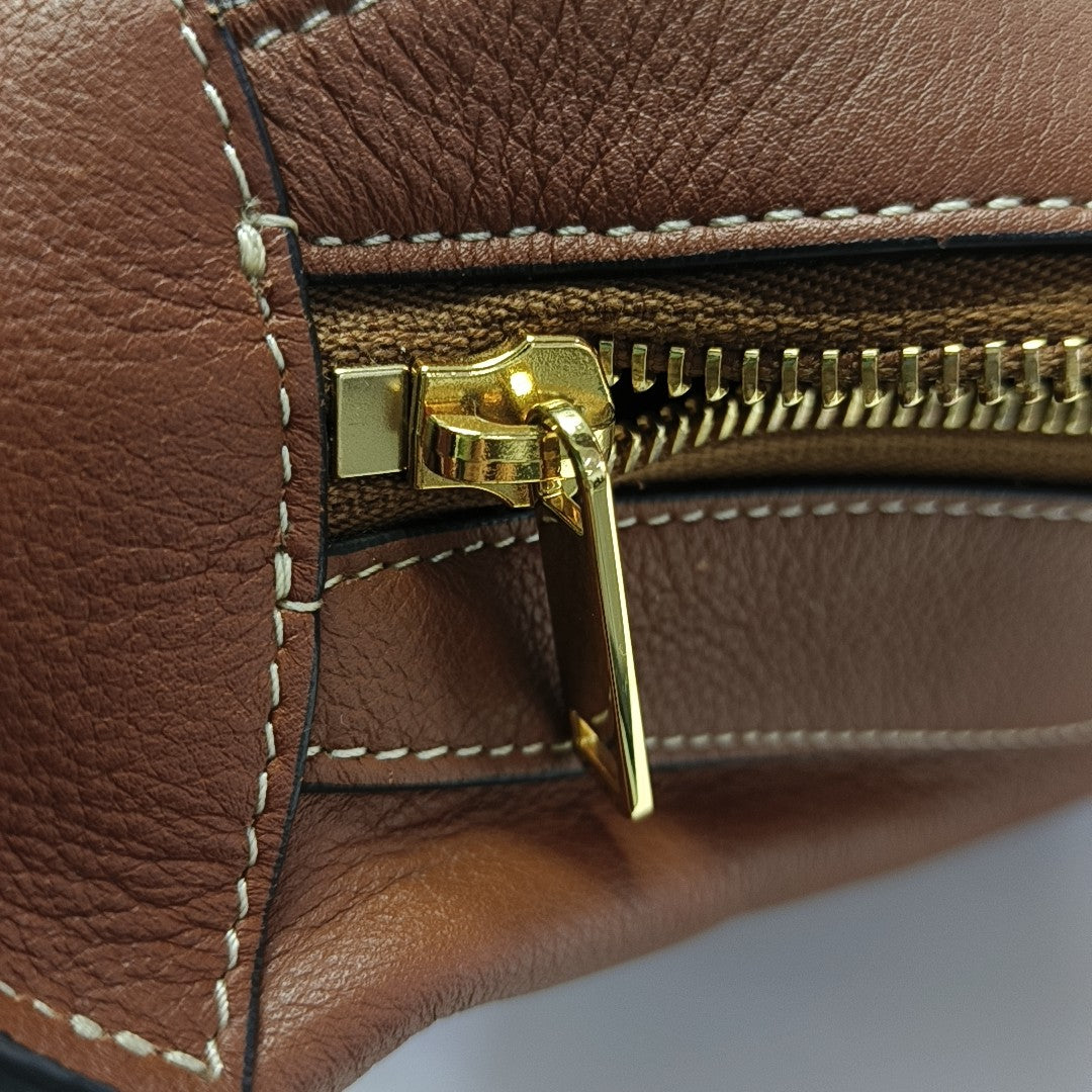 Calfskin Top Handle Bag Brown
