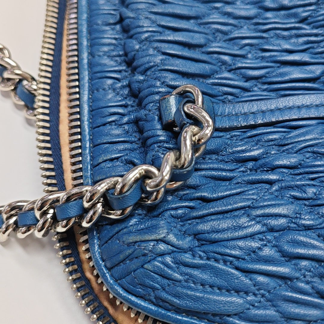 Quilted Lambskin Shoulder Bag Blue