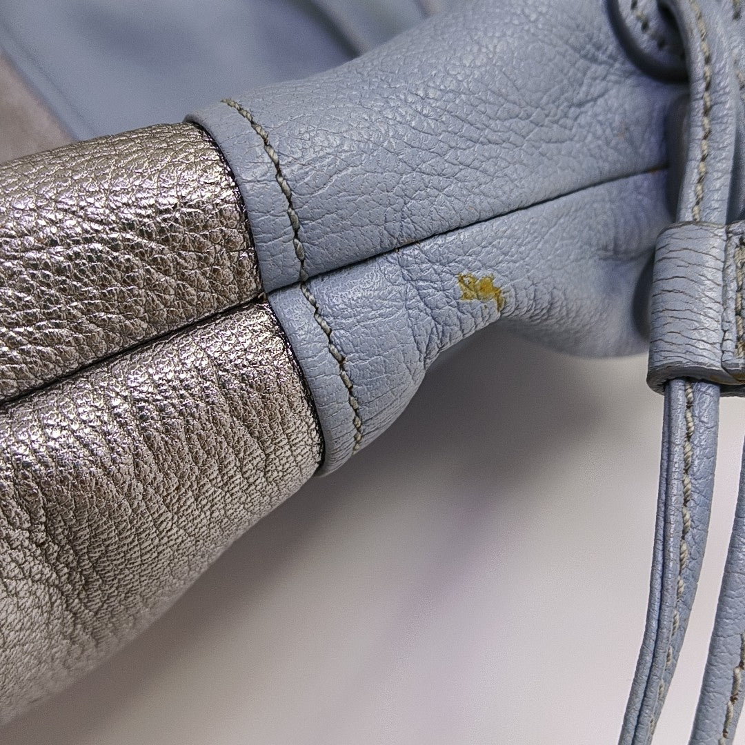 Calfskin Top Handle Bag Silver