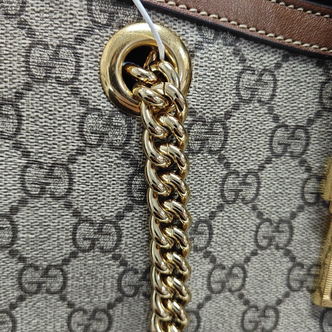 Padlock Medium Monogram Coated Canvas Beige