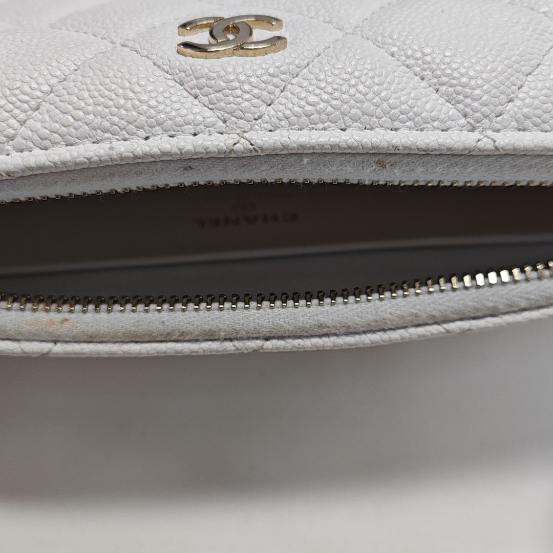 Quilted Grained Calfskin Shoulder Bag White