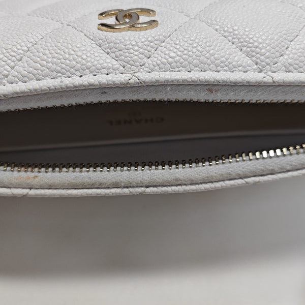Quilted Grained Calfskin Shoulder Bag White