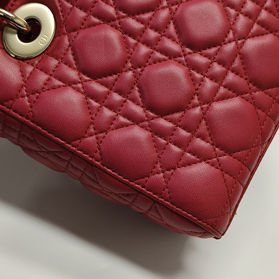 Lady Dior Small Cannage Lambskin Red