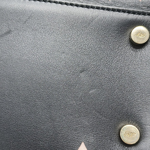 Leather Top Handle Bag Black