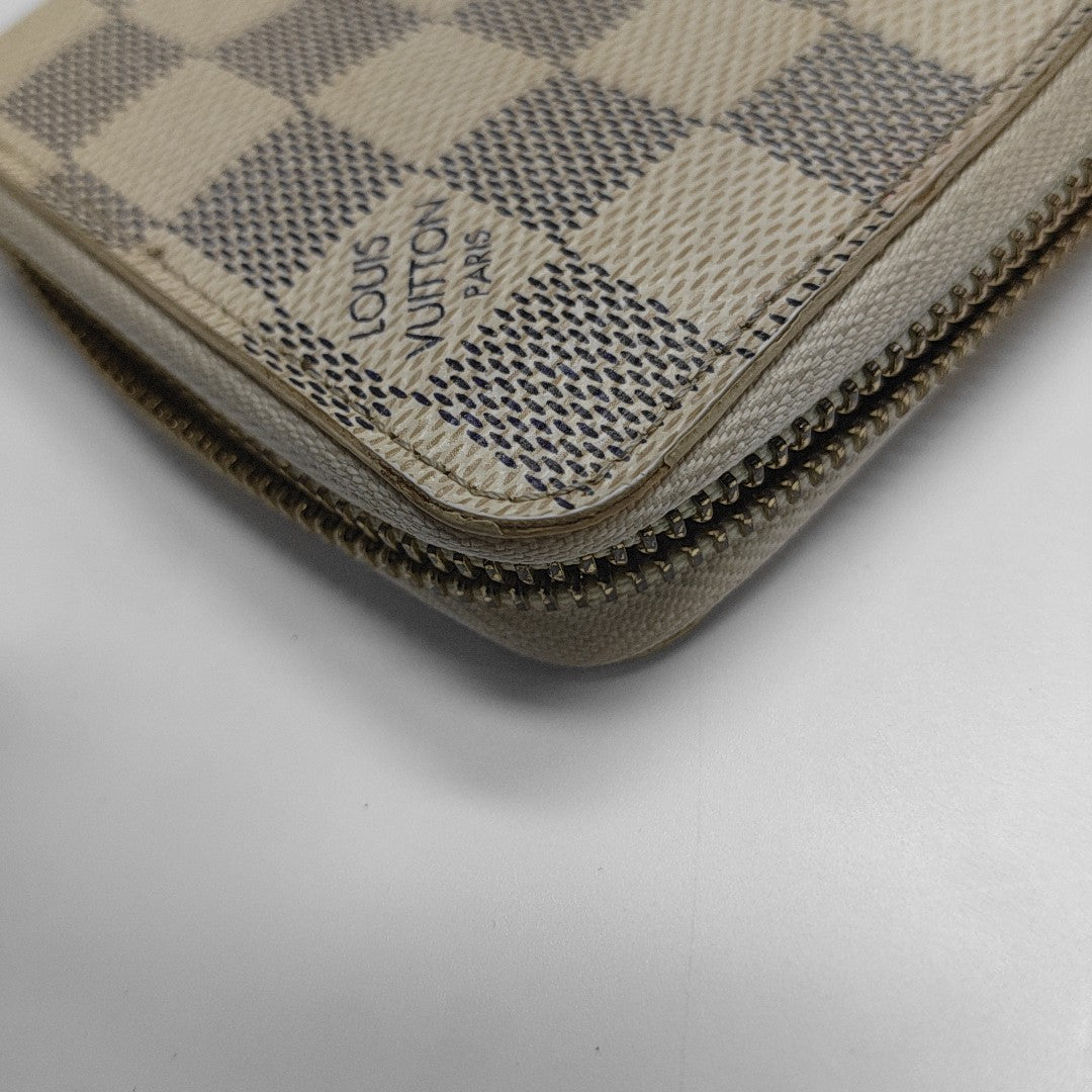 ZIPPY Damier Azur Coated Canvas White Wallet