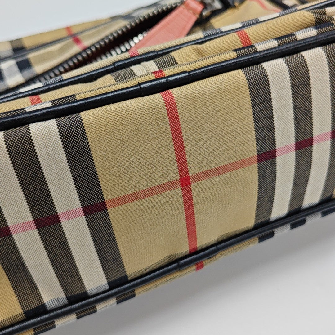 Bolso de hombro de lona pequeño beige