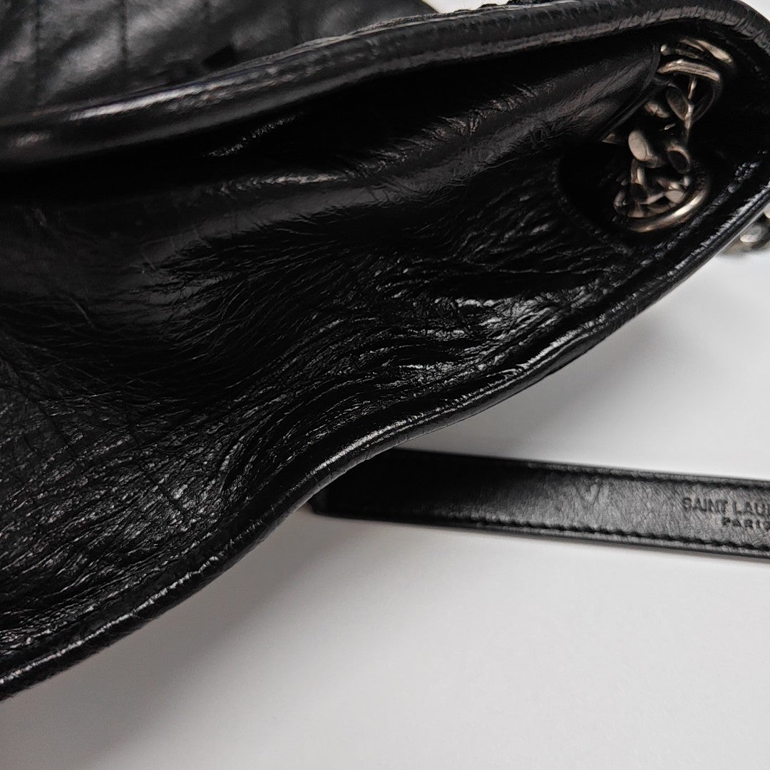 NIKI Medium Chevron Calfskin Black