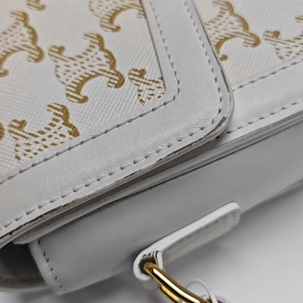 TRIOMPHE Small Coated Canvas White
