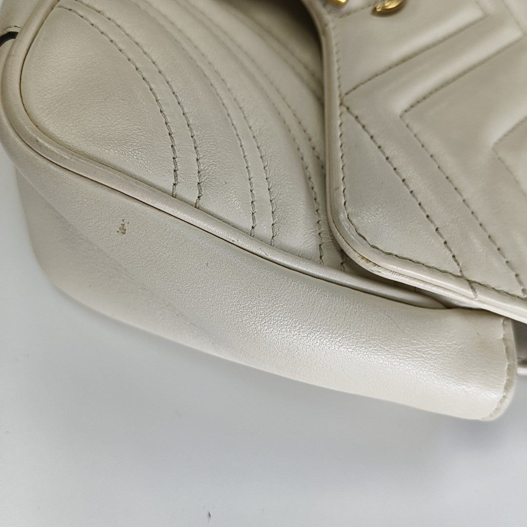 GG Marmont Small Quilted Calfskin White