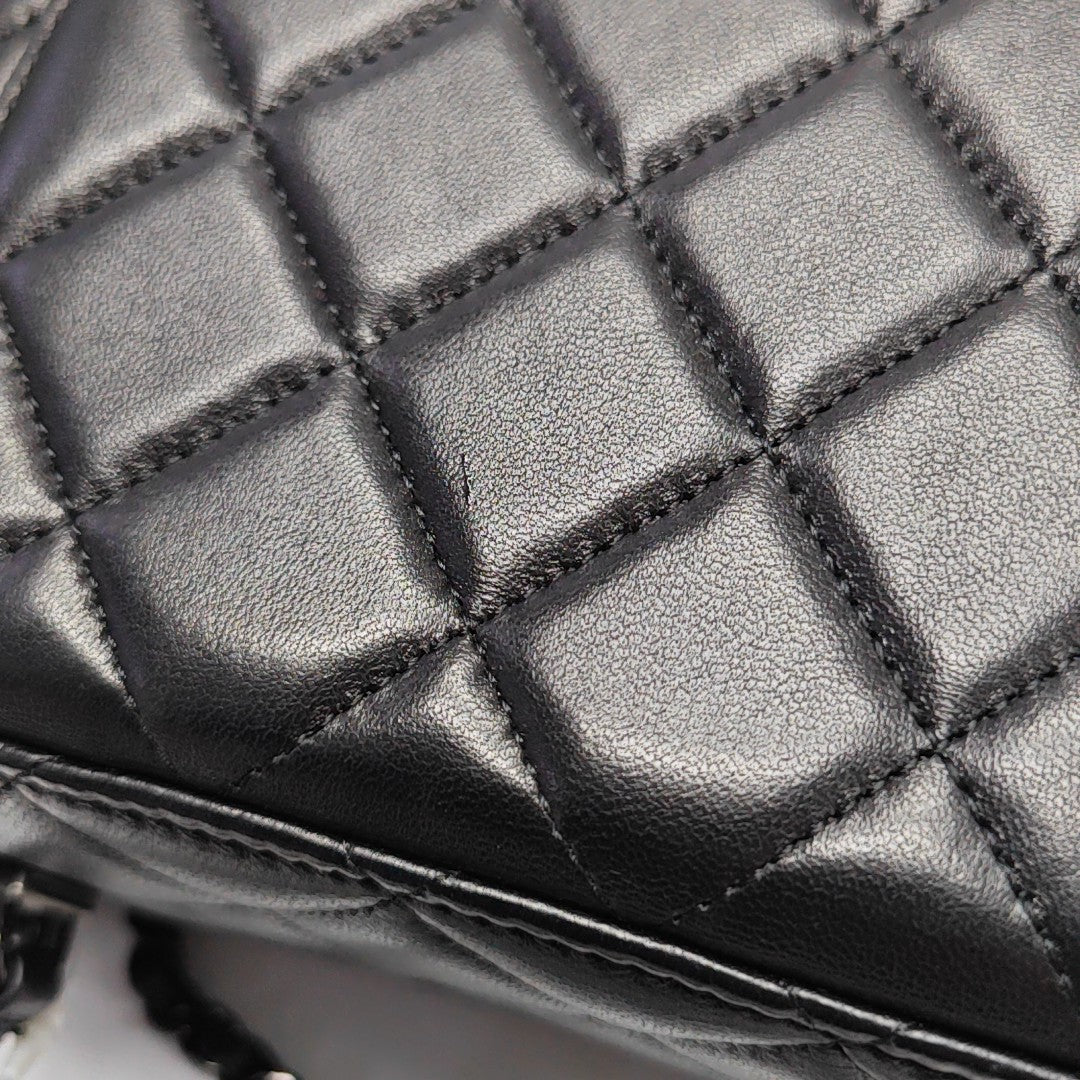 BOLSOS DE COSMÉTICOS VINTAGE Piel de Cordero Acolchada Negra