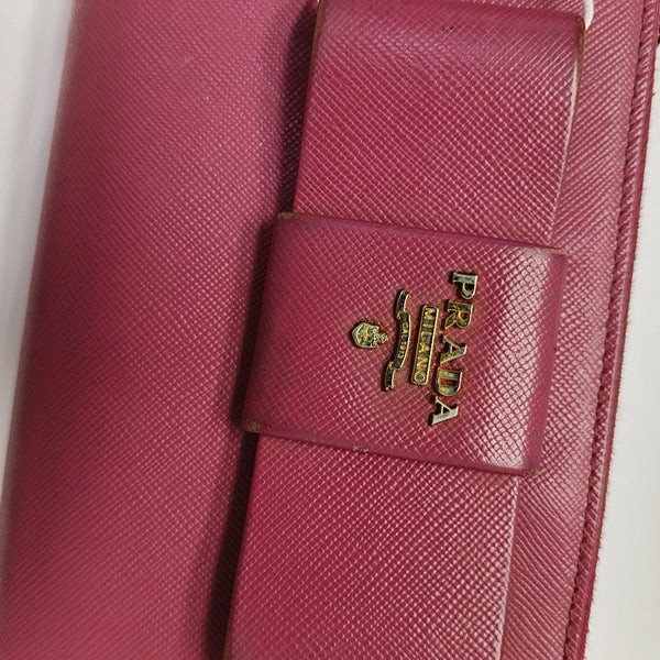 Fiocco Bow Saffiano Calfskin Red Wallet