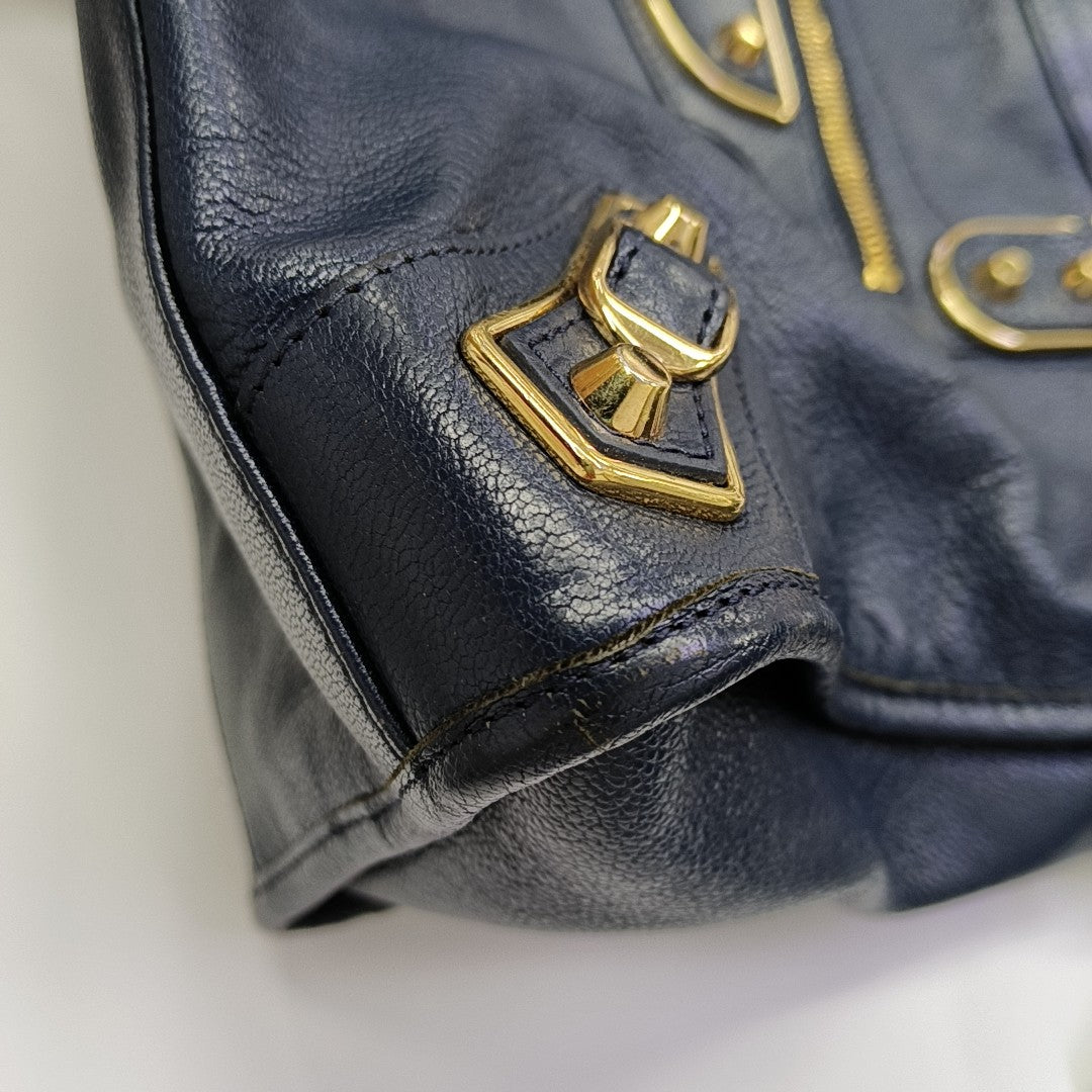 Classic Metallic Edge City Medium Lambskin Blue
