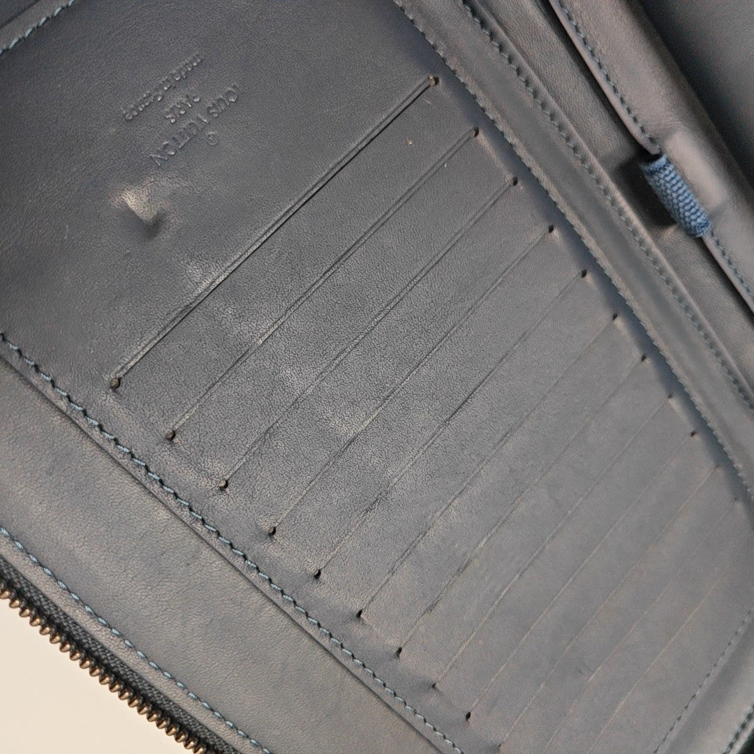 ATOLL Damier Calfskin Blue Wallet