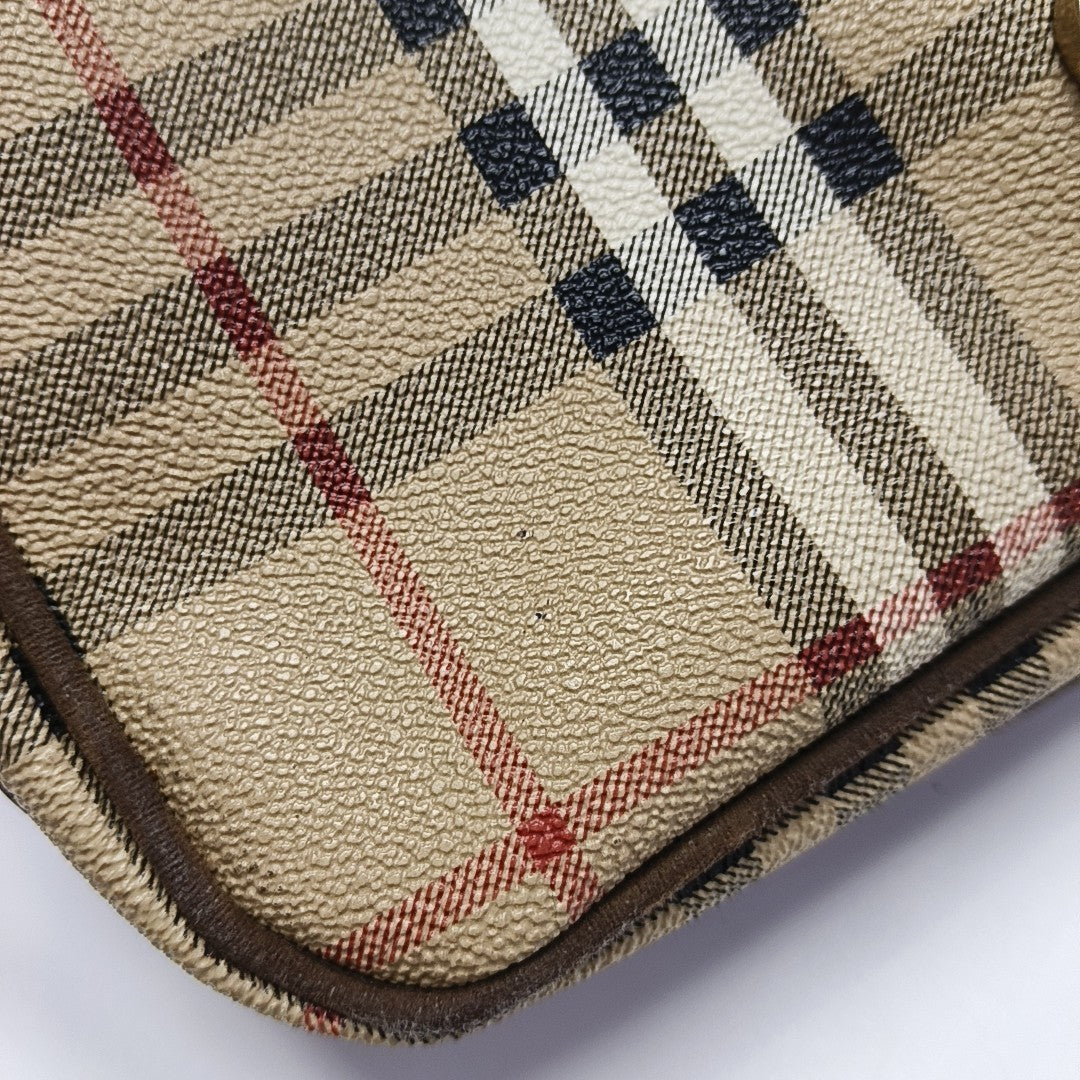 Coated Canvas Shoulder Bag Beige