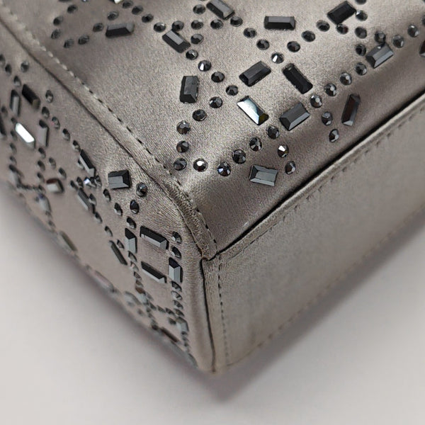 Lady Dior Mini Cannage Silk Satin Gray