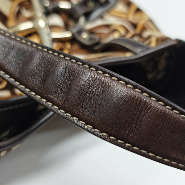 Fabric Top Handle Bag Brown