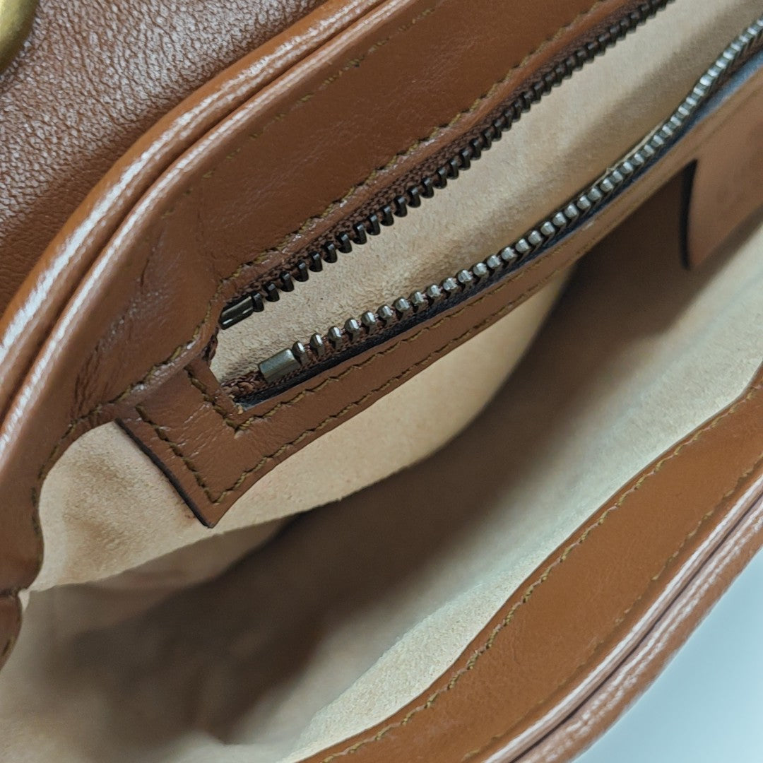 GG Marmont Medium Quilted Calfskin Brown