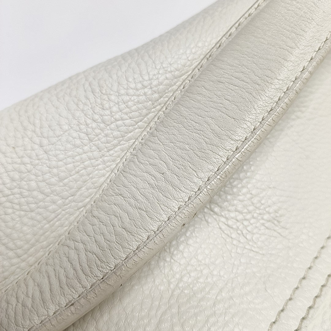 Horsebit Chain Large Calfskin White
