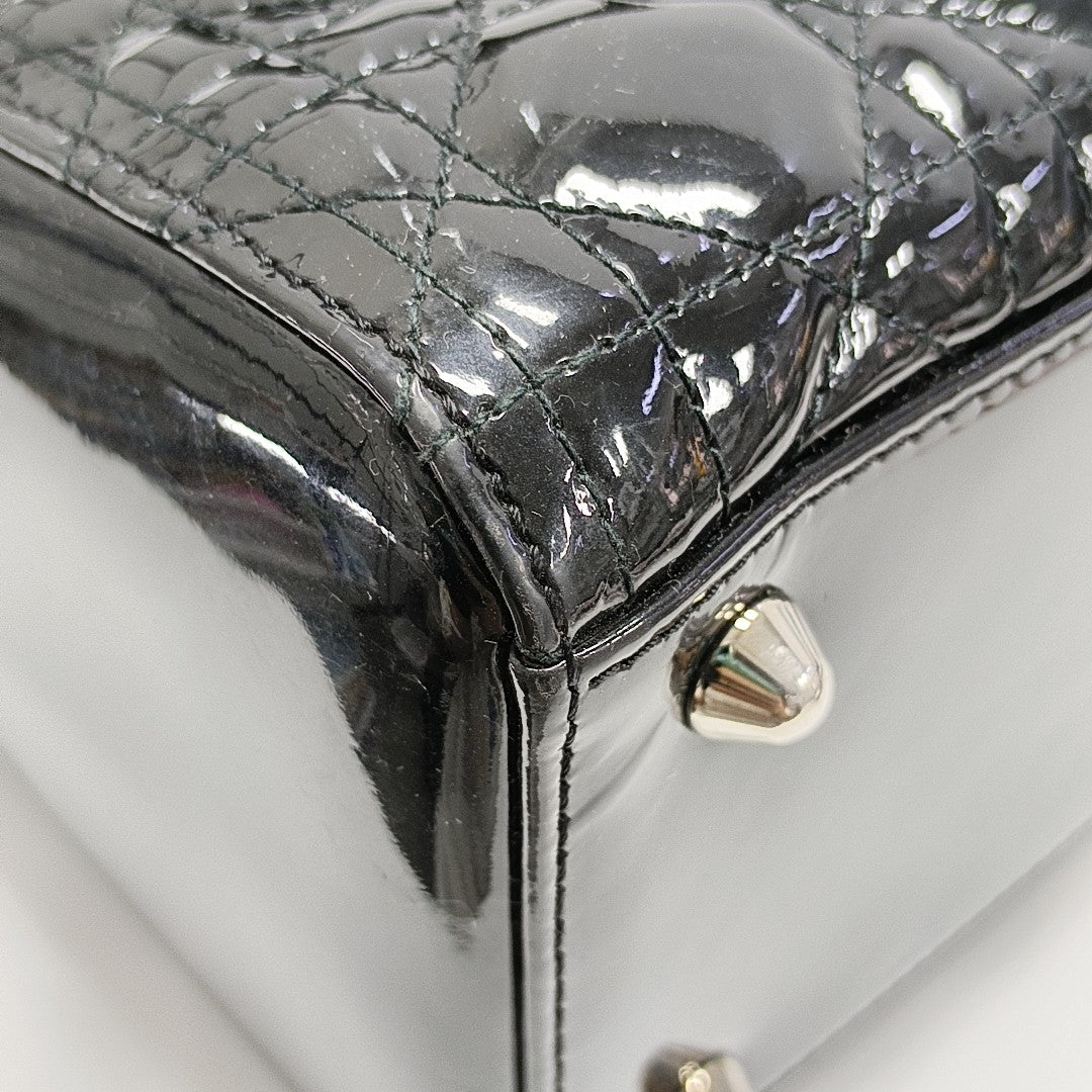 Lady Dior Large Cannage Patent Leather Black