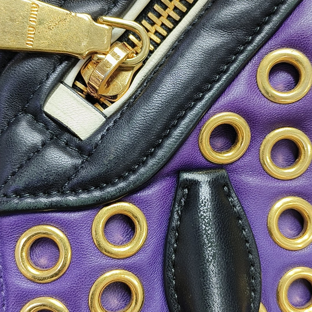 Zipper Wallet Quilted Lambskin Purple